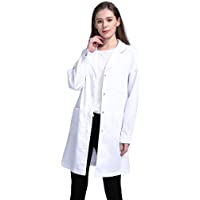 Icertag Bata de Laboratorio- médico Abrigo Abrigo de Mujer- Abrigo Blanco para Damas- Adecuado para Estudiantes de la…